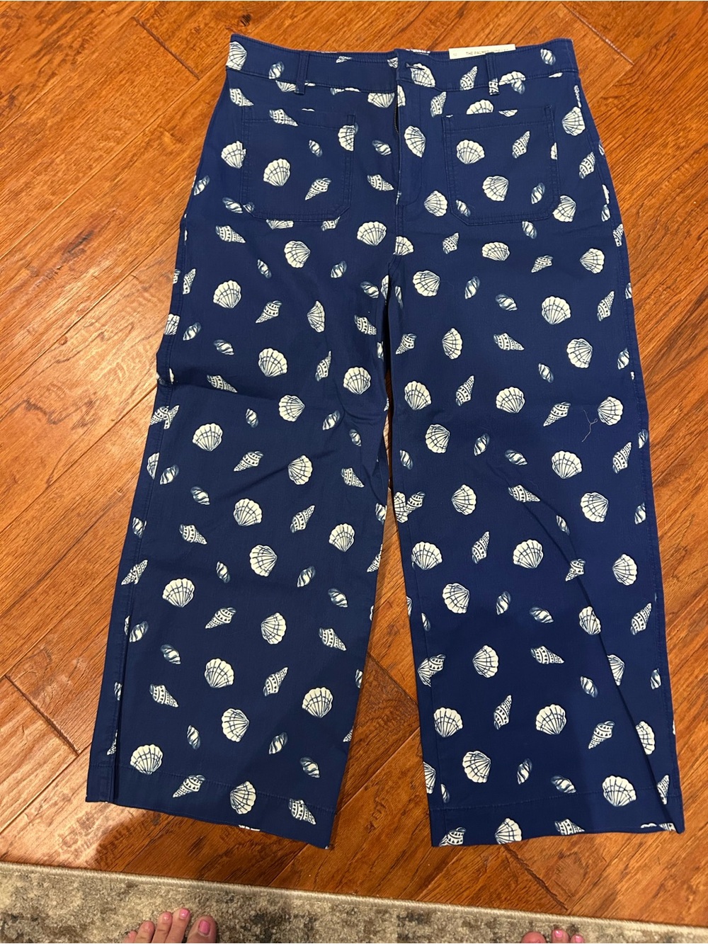 LOFT Navy Pants with White Shell Print